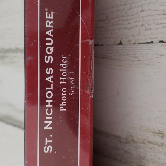 St. Nicholas Square set of 3 photo holders 4.5" tall Merry Christmas train - Picture 2 of 7